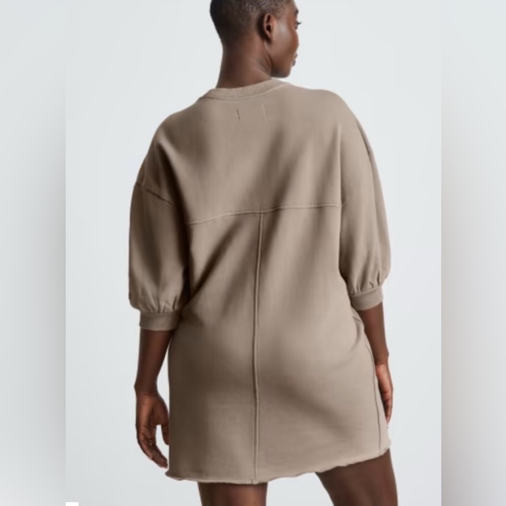 Everlane Organic Cotton Track Dress Tan Mini Dress Oversized Sweatshirt Neutral - Picture 6 of 14